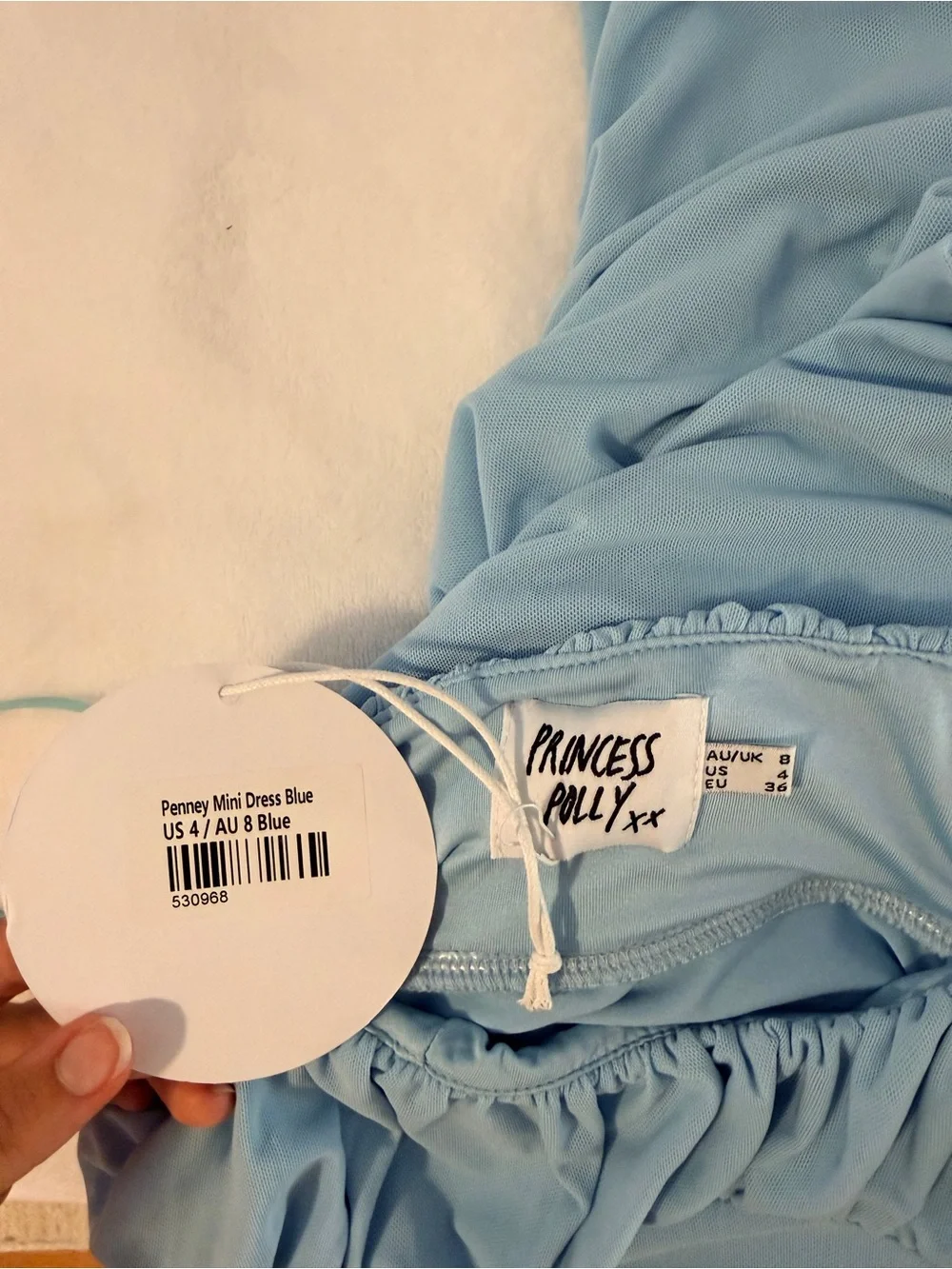 Princess Polly Penney Mini Dress Blue Ruched Bodycom